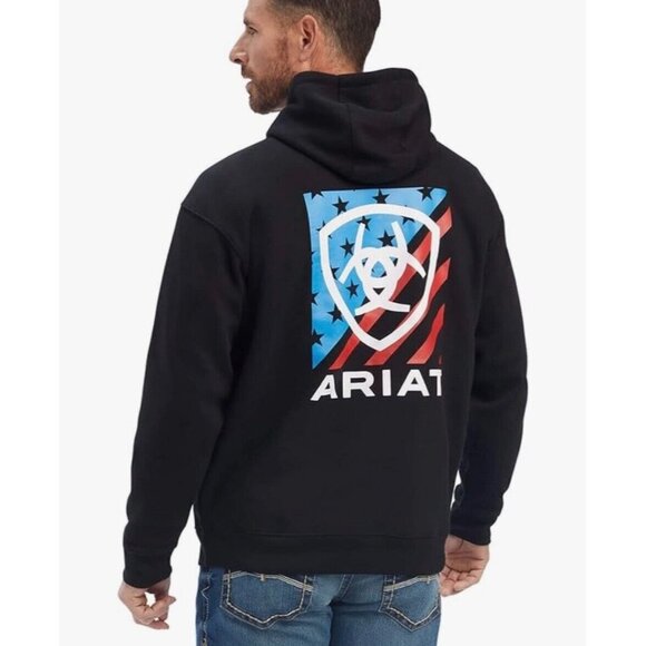 Ariat Other - Ariat Mens Americana Block Sweatshirt Hoodie Logo XXL or 3XL Patriotic Stars